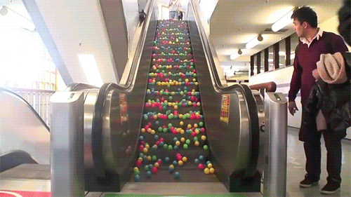 Escalator No Working. .. OH BOY A BALL POOL