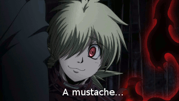 mustache. best scene from hellsing... That feel