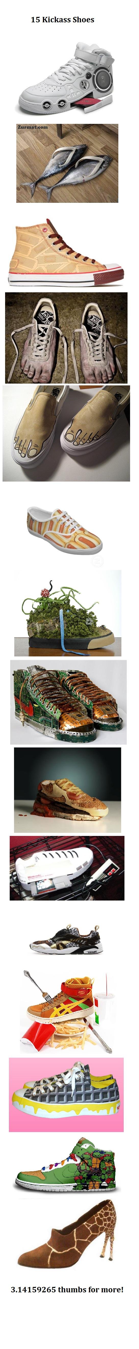 15 Kickass Shoes 15 Kickass Shoes. Also Check Out 25 Beer Can Uses<br /> /funny_pictures/438376/25+Beer+Can+Uses/<br /> 20 Visual Puns<br /> /funny_pictures/43