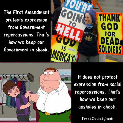 1st Amendment 1st Amendment. This is a quote from one of my stand up comedy performances. You can listen to the entire bit, Chik Fil A, here. www.facebook.com/FreedComedy?sk=