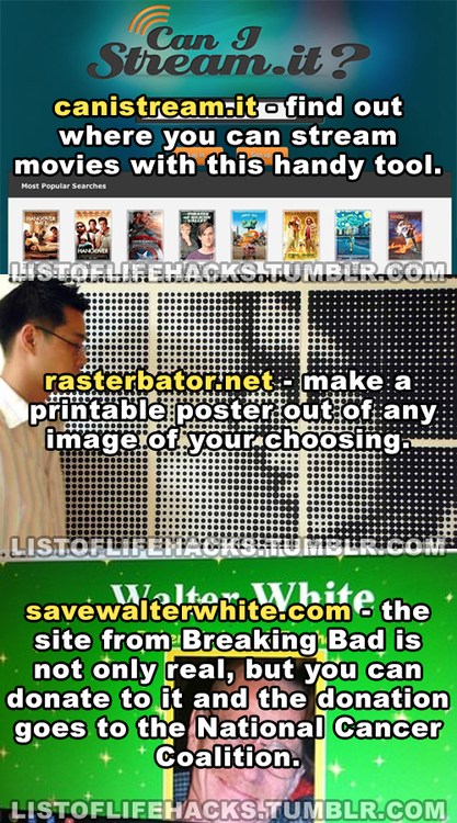 a few websites worth looking at. chessacademy.com/ typehere.co/ app.thefacesoffacebook.com/ www.canistream.it/ rasterbator.net/ www.savewalterwhite.com/ camelca