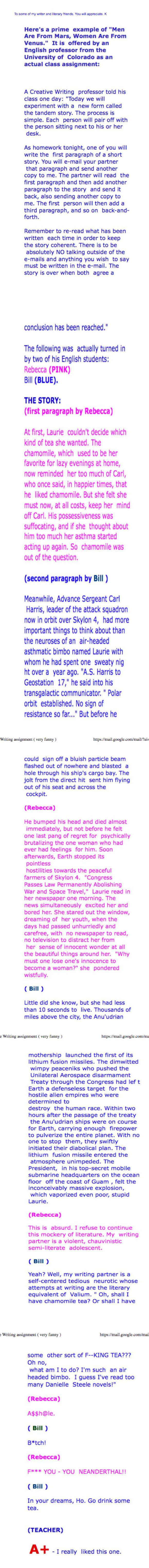 A for effort A for effort. Which story would you rather hear? The man's or the woman's? When I put this up at 3 in the morning I had no hopes that it would make frontpage. I
