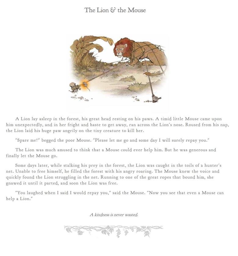 Aesop's Fables. Childhood Short Stories and Morals Recently remembered these stories from my childhood and got nostalgic. Here are some of my favorites, there a