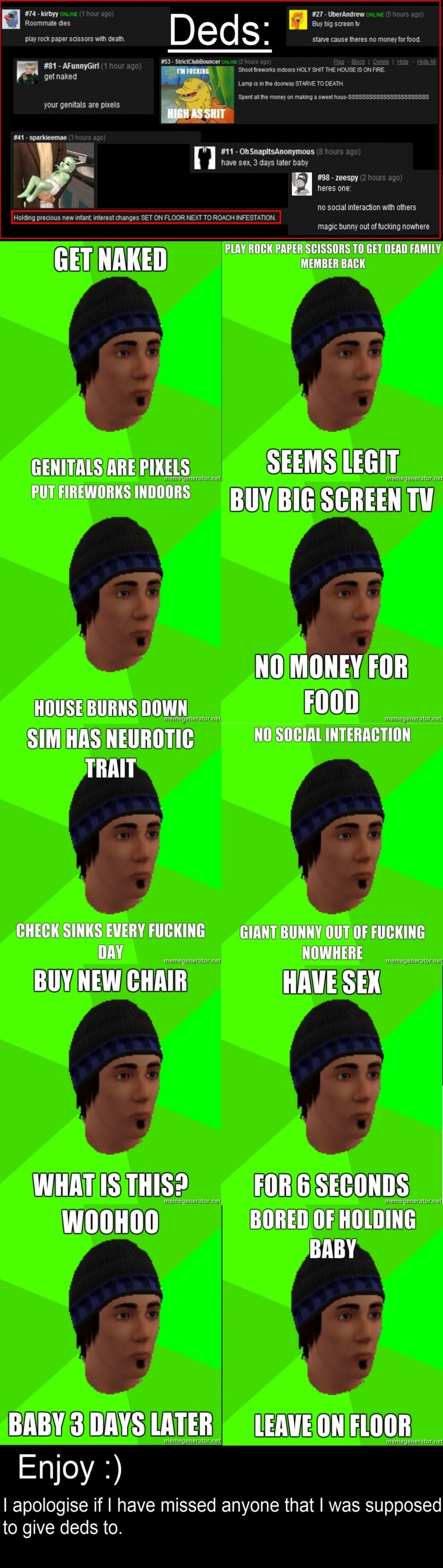 An Average Sim No. 2 An Average Sim No. 2. Part 1: /funny_pictures/1434689/An+Average+Sim/<br /> Here's An Average Sim #2! I've given deds to the people that have given ideas