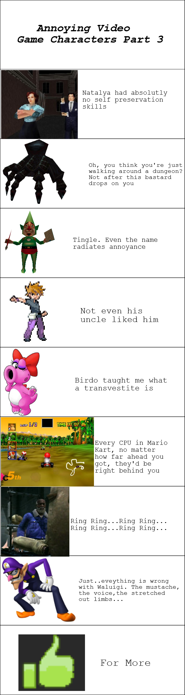 Annoying Characters 3 Annoying Characters 3. part 1 : /funny_pictures/4031581/Annoying+Characters+2/ part 2: /funny_pictures/4028795/Annoying+Characters/ Leave more annoying characte