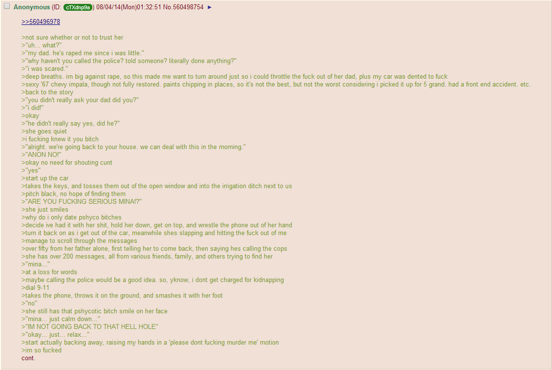 Anon has another crazy girlfriend. This is part 2 of a story. I uploaded the first part a while back. /channel/4chan/Red+Rocket/GLqMLTY/. Aight. Two is fine wit