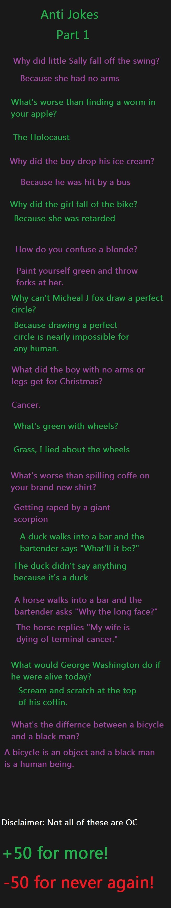 Anti Jokes Part 1 (READ DESCRPITION) Anti Jokes Part 1 (READ DESCRPITION). please thumb either way before clicking next!<br /> Part 2 is up! ---&gt; /funny_pictures/1620902/Anti+Jokes+Par