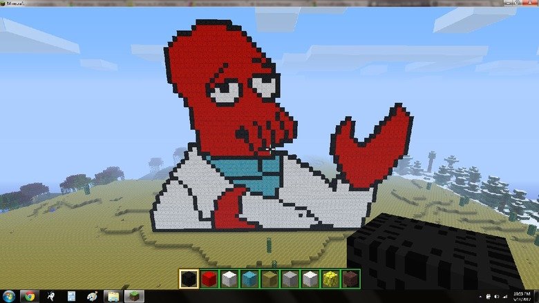 as requested as requested. i said who ever got dubs would get a picture made in minecraft for them and shashashanasha rolled 99 on comment #1... so they requested zoidberg..