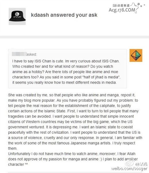 ISIS Chan. Japan had it again, after the picture showing hello kitty on ISIS picture, Japan created a new anime character called ISISchan. Here's a screenshot o