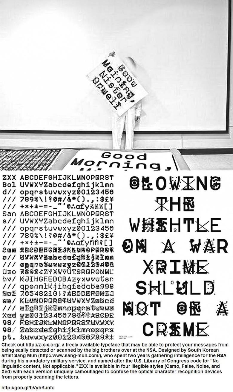 meh meh. typeface . . . . . Check out a freely available typeface that may be able to protect your messages from being easily detected or scanned by the big brother