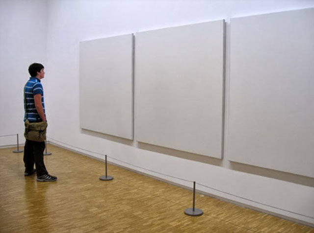 Modern "art" comp. - It's just god damn ridiculous. Pretentious retards looking at "art" made by money sniffin jews... I screwed up a piece of paper and left it on an empty pedestal in the artroom in my college. It sat there for 3 weeks before it was removed