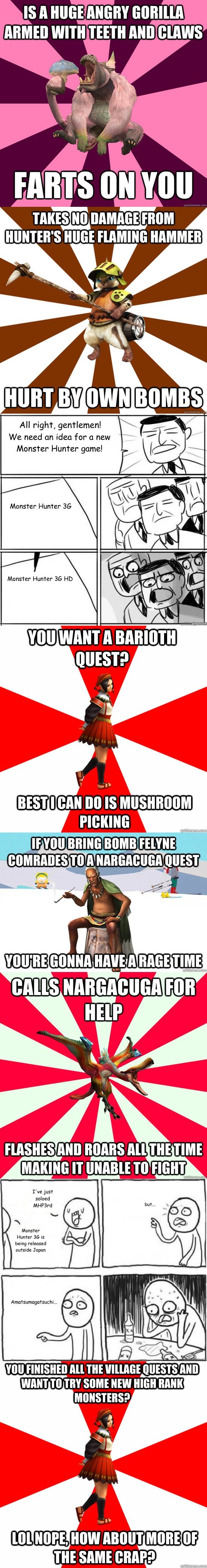Monster Hunter Meme Comp 3 Monster Hunter Meme Comp 3. Here's the first: /funny_pictures/3534546/Monster+Hunter+Comp/ Here's the second: /funny_pictures/3731750/Monster+Hunter+Meme+Comp+2
