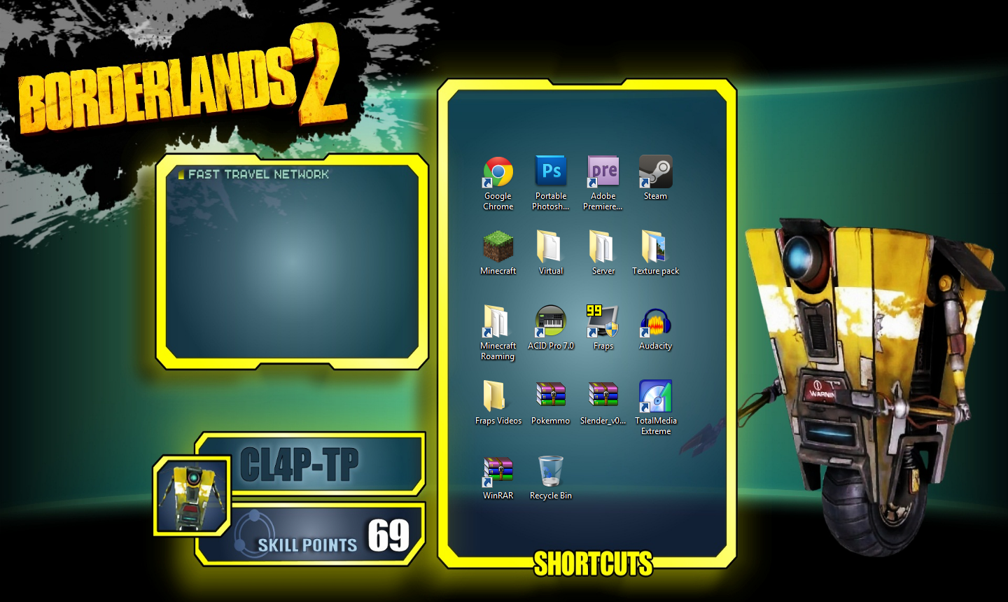 My desktop My desktop. Links Claptrap - Axton - Maya - Salvador - Zero - . SKILL POINTS tii!!? Google Portable Adobe Steam Chrome ... Premiere... ltr- Illest It I! Minecra