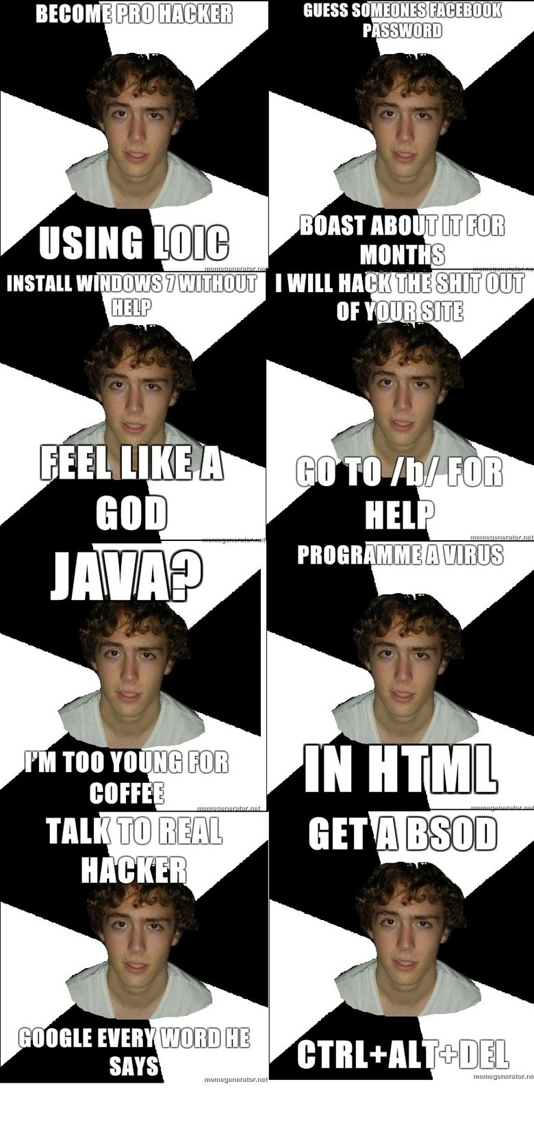 My Script Kiddy Meme My Script Kiddy Meme. This is 100% OC by me, the meme was my idea too.<br /> NO RETOAST HERE! go here to make your own! memegenerator.net/Script-Kiddy/. P