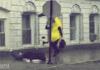 a banana slipping on a human.