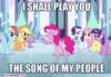 a witty "song of my people" pun here-